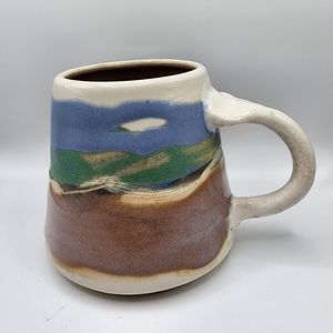 Marbled Clay Art Pottery Mug Signed